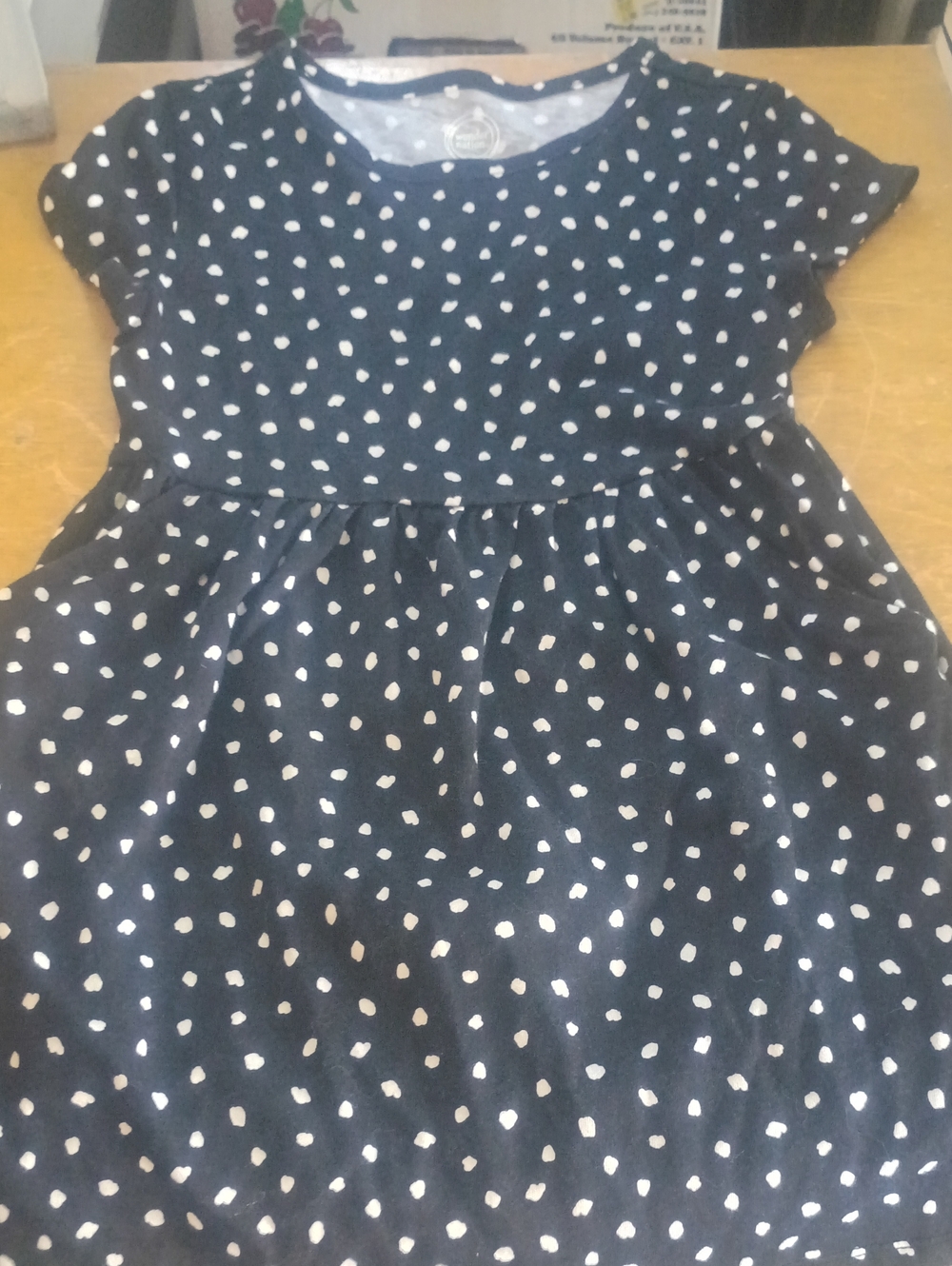 Girls' Black Dot Print Short Sleeve Dress Wonder Nation